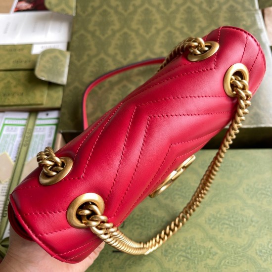 Gucci GG Marmont Mini Shoulder Bag in Red Chevron Leather