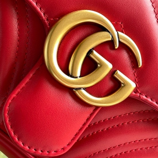 Gucci GG Marmont Mini Shoulder Bag in Red Chevron Leather