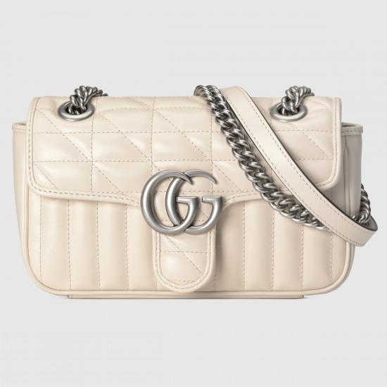 Gucci GG Marmont Mini Shoulder Bag in White Matelasse Leather