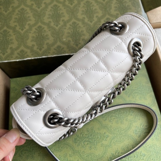 Gucci GG Marmont Mini Shoulder Bag in White Matelasse Leather