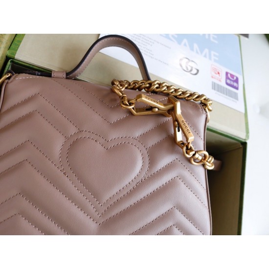 Gucci GG Marmont Mini Top Handle Bag in Nude Chevron Calfskin