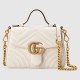 Gucci GG Marmont Mini Top Handle Bag in White Chevron Calfskin