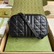 Gucci GG Marmont Small Camera Bag in Black Matelasse Leather