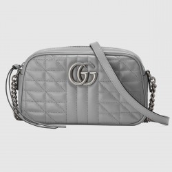 Gucci GG Marmont Small Camera Bag in Grey Matelasse Leather