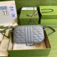 Gucci GG Marmont Small Camera Bag in Grey Matelasse Leather