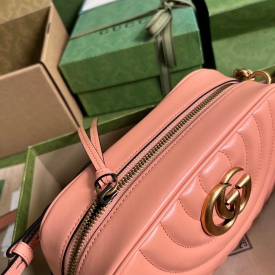 Gucci GG Marmont Small Camera Bag in Round Matelasse Leather