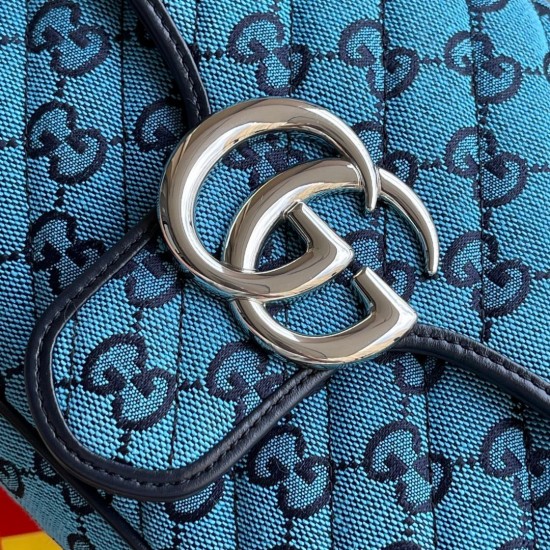 Gucci GG Marmont Small Shoulder Bag in Blue GG Canvas