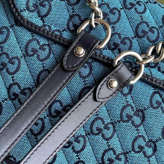 Gucci GG Marmont Small Shoulder Bag in Blue GG Canvas