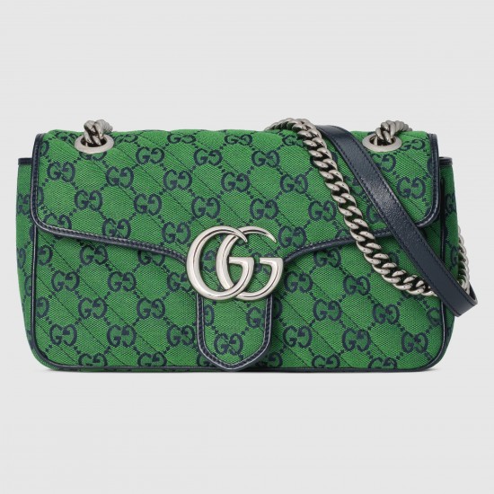 Gucci GG Marmont Small Shoulder Bag in Green GG Canvas