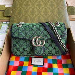 Gucci GG Marmont Small Shoulder Bag in Green GG Canvas