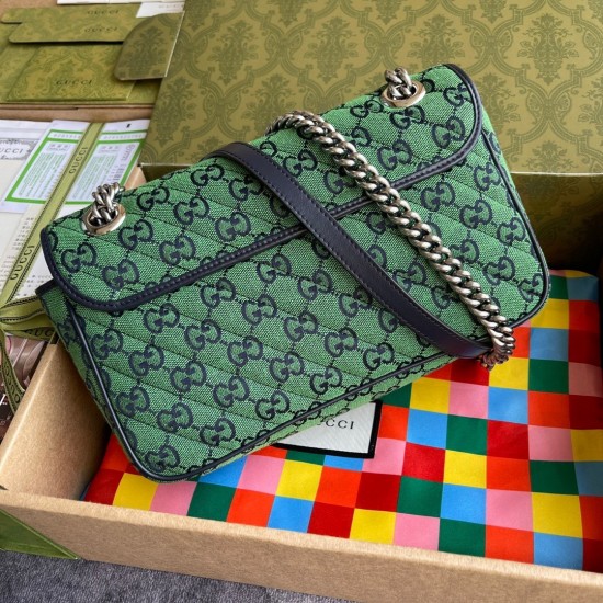 Gucci GG Marmont Small Shoulder Bag in Green GG Canvas