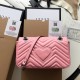 Gucci GG Marmont Small Shoulder Bag in Pastel Pink Chevron Leather