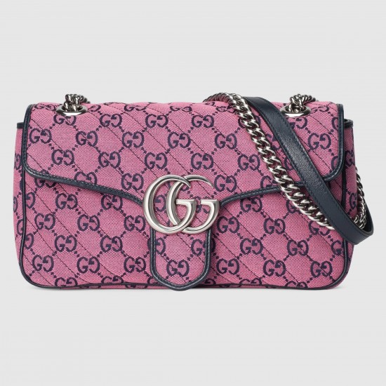 Gucci GG Marmont Small Shoulder Bag in Pink GG Canvas