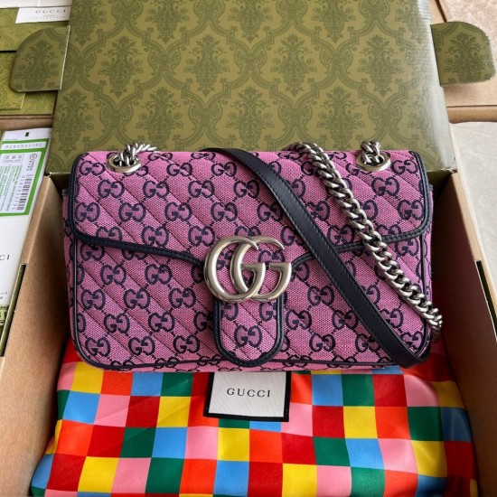 Gucci GG Marmont Small Shoulder Bag in Pink GG Canvas