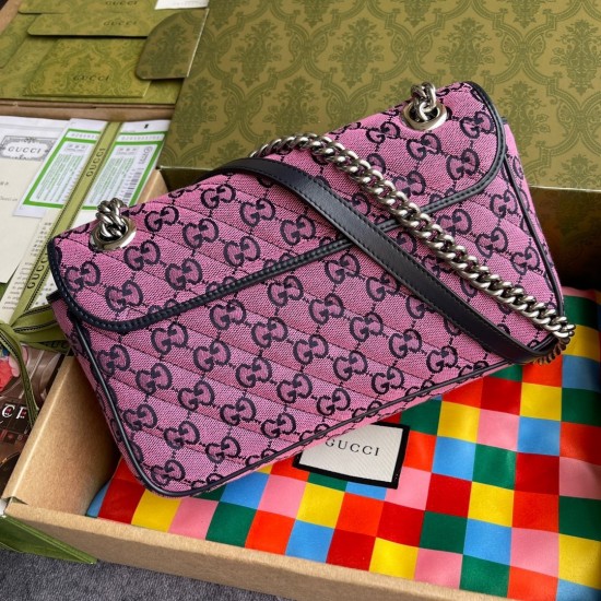 Gucci GG Marmont Small Shoulder Bag in Pink GG Canvas