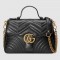 Gucci GG Marmont Small Top Handle Bag in Black Chevron Calfskin