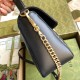 Gucci GG Marmont Small Top Handle Bag in Black Chevron Calfskin