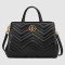 Gucci GG Marmont Small Top Handle Bag in Black Chevron Leather