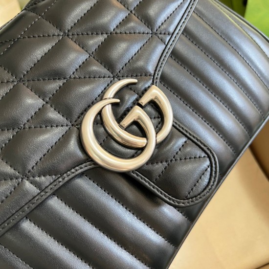 Gucci GG Marmont Small Top Handle Bag in Black Matelasse Leather