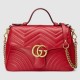 Gucci GG Marmont Small Top Handle Bag in Red Chevron Calfskin