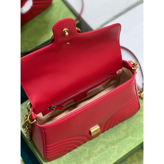 Gucci GG Marmont Small Top Handle Bag in Red Chevron Calfskin