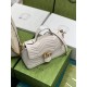 Gucci GG Marmont Small Top Handle Bag in White Chevron Calfskin