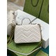 Gucci GG Marmont Small Top Handle Bag in White Chevron Calfskin