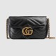 Gucci GG Marmont Super Mini Bag in Black Chevron Leather