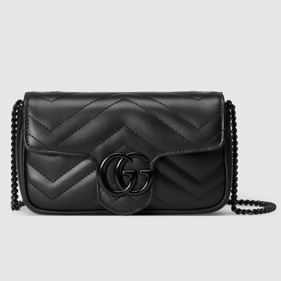 Gucci GG Marmont Super Mini Bag in Black Matelasse Calfskin