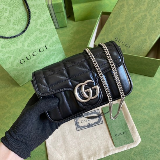 Gucci GG Marmont Super Mini Bag in Black Matelasse Leather