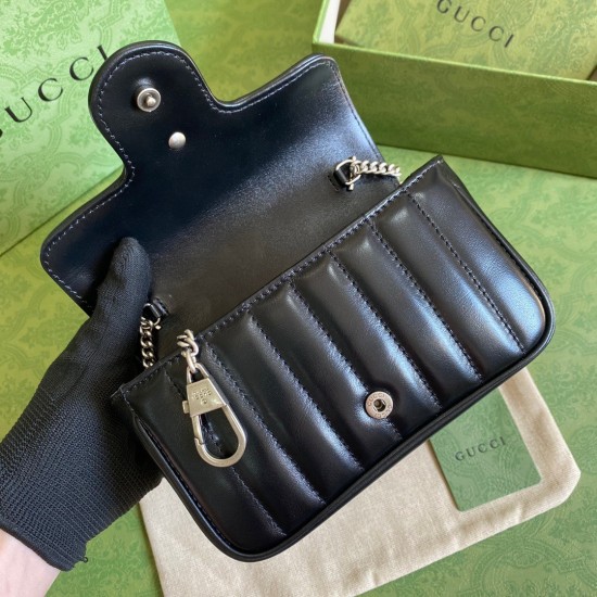 Gucci GG Marmont Super Mini Bag in Black Matelasse Leather