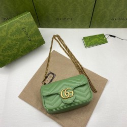 Gucci GG Marmont Super Mini Bag in Green Chevron Leather