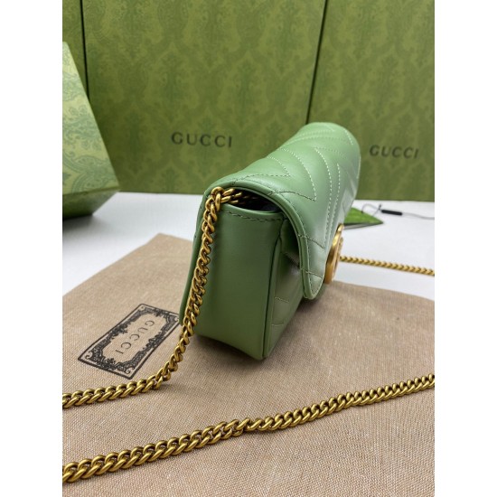 Gucci GG Marmont Super Mini Bag in Green Chevron Leather