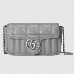 Gucci GG Marmont Super Mini Bag in Grey Matelasse Leather