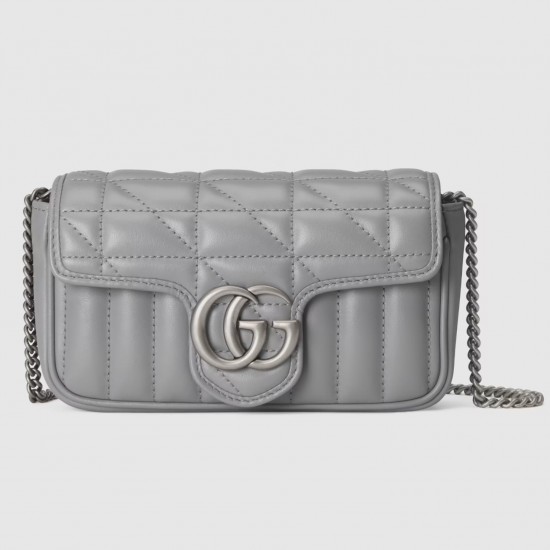 Gucci GG Marmont Super Mini Bag in Grey Matelasse Leather