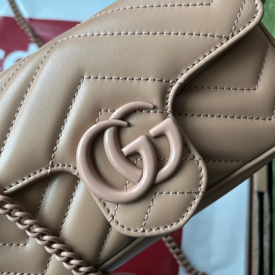 Gucci GG Marmont Super Mini Bag in Rose Beige Matelasse Calfskin