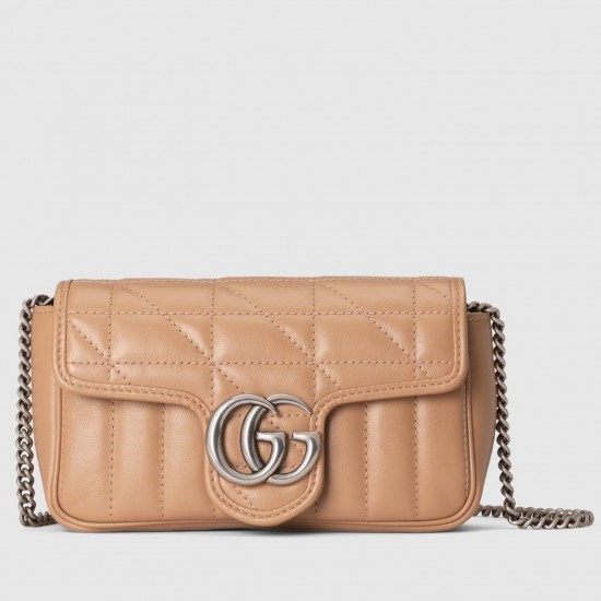 Gucci GG Marmont Super Mini Bag in Rose Beige Matelasse Leather