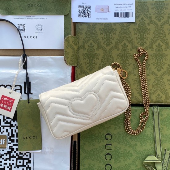 Gucci GG Marmont Super Mini Bag in White Chevron Leather