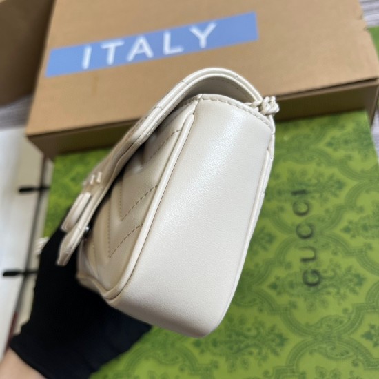 Gucci GG Marmont Super Mini Bag in White Matelasse Calfskin