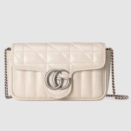 Gucci GG Marmont Super Mini Bag in White Matelasse Leather