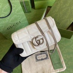 Gucci GG Marmont Super Mini Bag in White Matelasse Leather