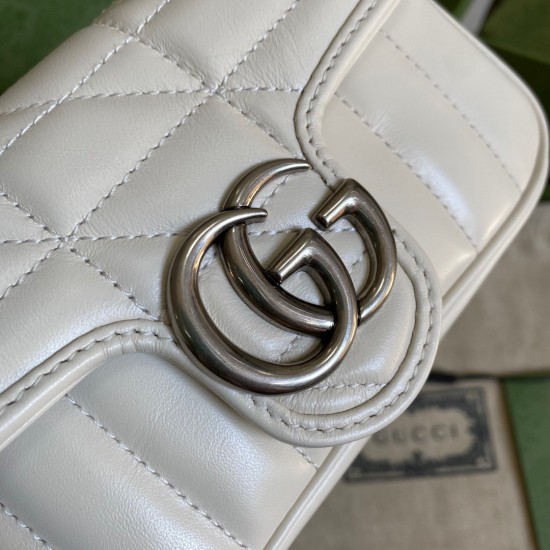 Gucci GG Marmont Super Mini Bag in White Matelasse Leather