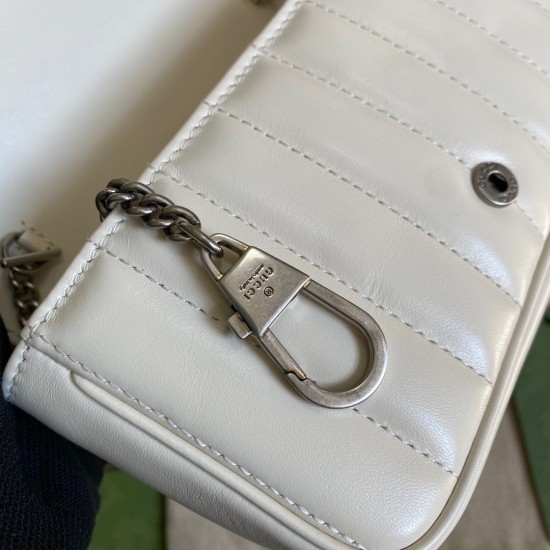 Gucci GG Marmont Super Mini Bag in White Matelasse Leather