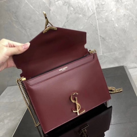 Saint Laurent Bordeaux Cassandra Monogram Clasp Bag