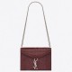 Saint Laurent Cassandra Clasp Bag In Bordeaux Croc-Embossed Leather