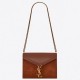 Saint Laurent Cassandra Clasp Bag In Brown Suede