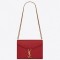 Saint Laurent Cassandra Clasp Bag In Red Grained Leather