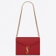 Saint Laurent Cassandra Clasp Bag In Red Grained Leather