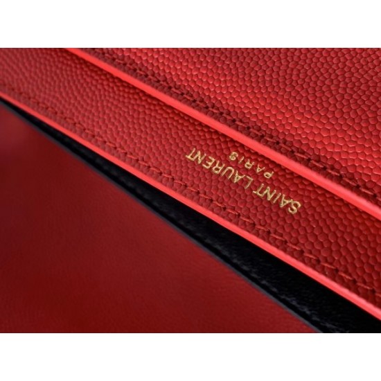 Saint Laurent Cassandra Clasp Bag In Red Grained Leather