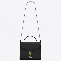 Saint Laurent Cassandra Medium Bag In Black Grained Leather